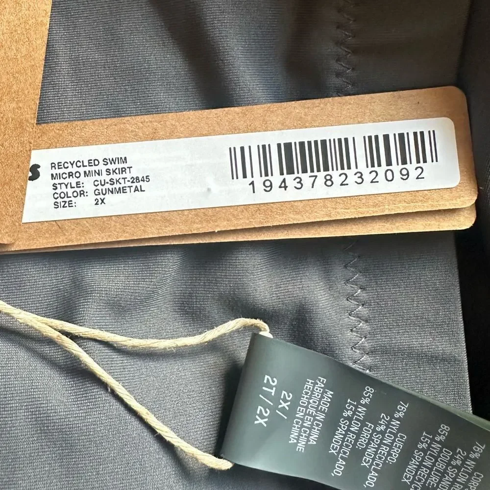 NWT SKIMS Recycled Swim Micro Mini Skirt In Gunmetal Gray Swimsuit Skirt